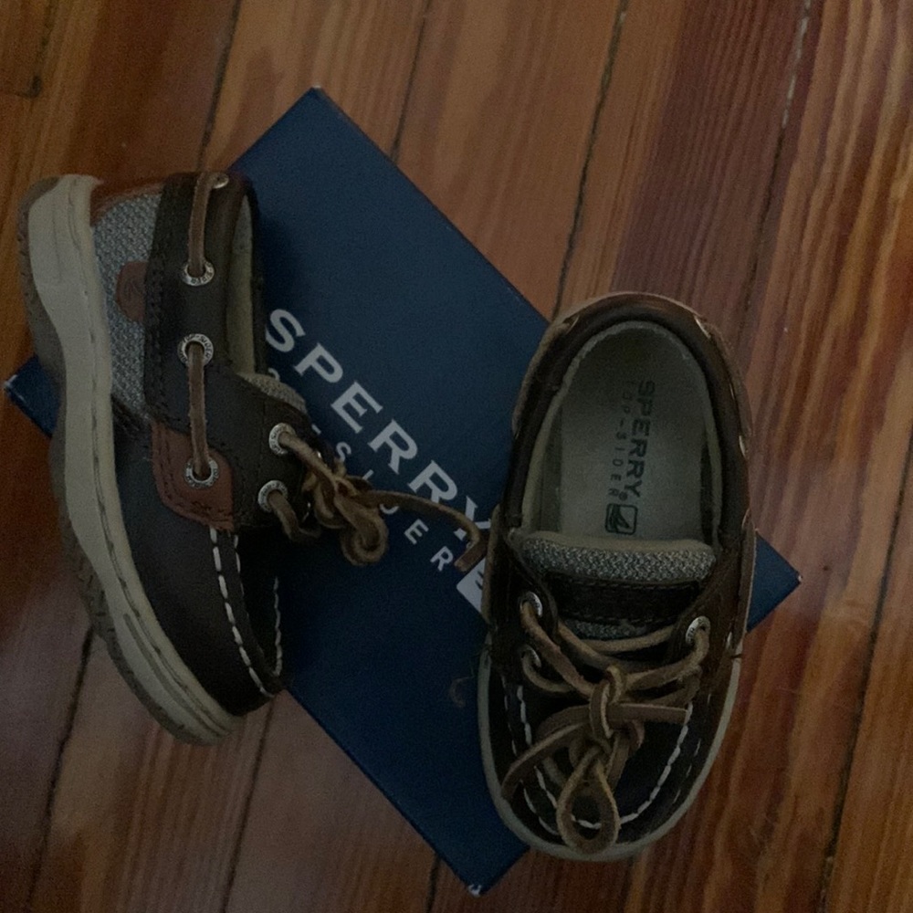 Sperry top slider chocolate toddler 5.5